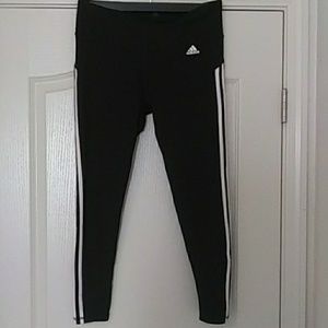Adidas black leggings w/ 3 stripes